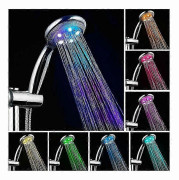 LED Duschhuvud Högt Turbotryck 7 Färger Ljus Temperatursensor Bad Sprinkler!ZZ7