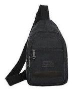 1 st Herr Canvas Bröstväska Axelremsväska Sling Bag med Dragkedjefickor Stöldskydd Stor Kapacitet för Män (Svart)