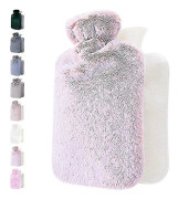 Hot Water Bottle With Fluffy Cover Soft Premium Faux Fur Cover Hot Water Light pink