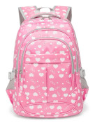 Ryggsäck för flickor, skolväska för barn, vattentät, lätt, robust, hållbar, present (rosa) Pink