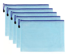 5-piece Zippered Document Pouch - School Office Document Storage Folder (blue, B4)