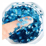 Holografiskt Snöflinga Nagelkonst Glitter 6mm PET-flingor för Vinterdesign Hantverk och Smink Blå[YJD]
