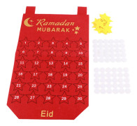 Eid Mubarak Adventskalender Hängande Tyg Nedräkning Datum Visning Ramadan Dekoration Röd