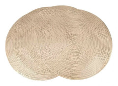 38CM Rund Hotel Restaurang Placemat PVC Isolering Bordsmatta Anti-Scalding Steak Skydd Ljus Guld