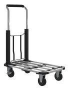 Fällbar handvagn, 150 kg belastning, utökbar yta, höjdjusterbart handtag, för lådor, metall, svart