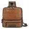 Sling Bag för män Crossbody Ryggsäck Axelväska Vintage PU Läder Sling Ryggsäck för Cykling USB Laddare -HK908