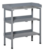 Planteringsbord med metallskiva 76x37x89 cm – gärtnerbord för balkong & trädgård