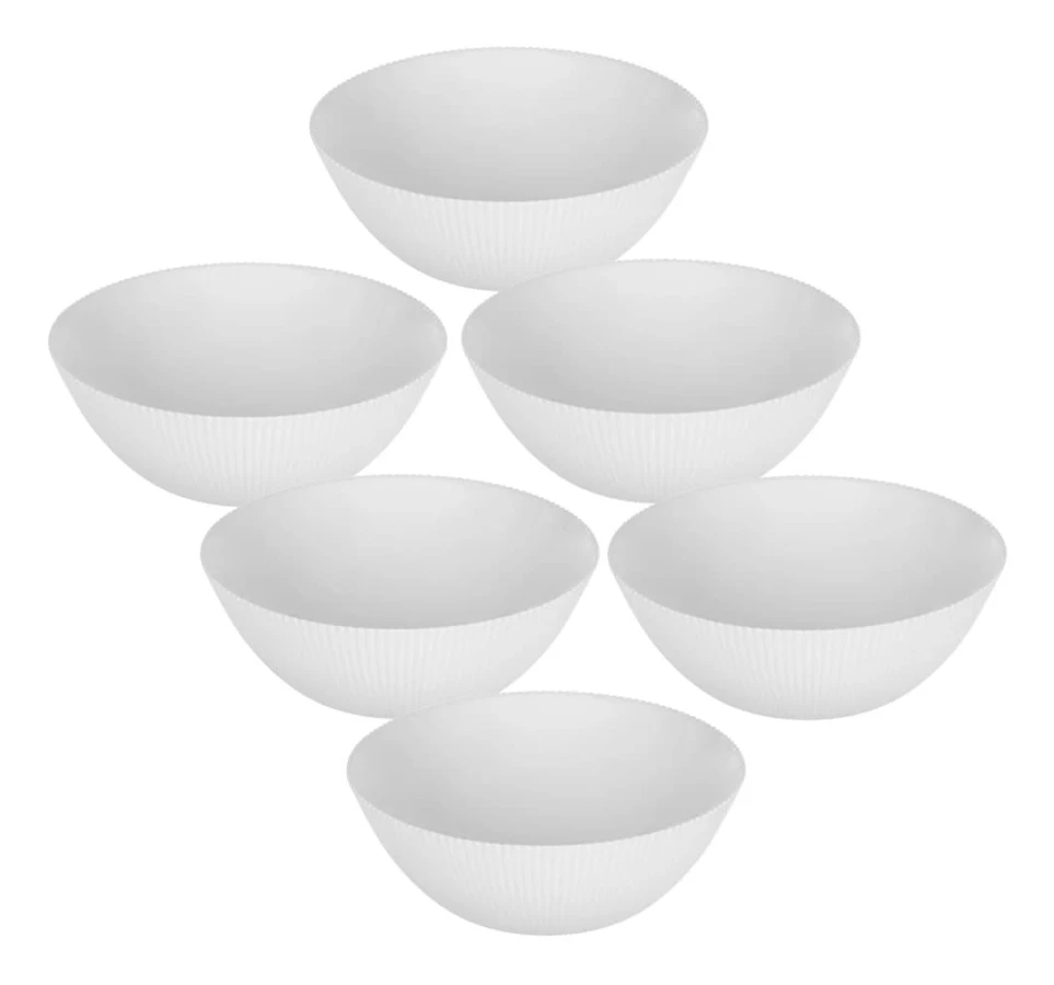 Salladsskål i glas - Serveringsskål - Diameter 20,3 cm - Set med 6 - Vit