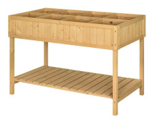 Odlingsbord med 8 fack & avlopp, hylla, massivt granträ, 110x46x76 cm
