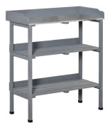Planteringsbord med metallskiva 76x37x89 cm – gärtnerbord för balkong & trädgård