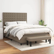 Maison Exclusive - Sängbotten med lameller och madrass Taupe 140x190 cm Tyg