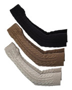 3 par armvärmare långa fingerlösa handskar stickade handledsvärmare med tumhål öppna fingerarmsockor för kvinnor vuxna (khaki, svart, ljusgrå)