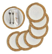 wxsp 6-pack - Flätad bordsunderlägg - Naturligt rotting bordskydd - 30cm -