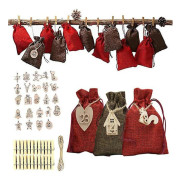 Adventskalender Bourgogne Kaffe Set 24 Träetikett Present Godisförpackning Organizer