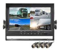 9-tums LCD Bil Backspegel Fyrdelad Monitor, 4 Kanaler 4CH Bilmonitor 4 Delad Skärm Kompatibel med Bil Lastbil Backkamera-Perfet