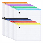 24 st Plastfickor, Mesh Dokument Zip Lock -påsar A4-mappfil Zip-påsar Dragkedjade plånböcker för skolmaterial Kontorsläxor Reseförvaring 1