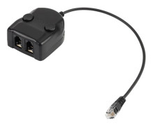 Crystal Headset Telefon Träningslåda Splitter Adapter Volymkontroll Intelligent ljud stängt
