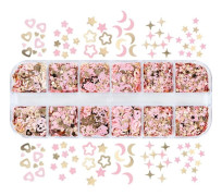 Nagelglitterflingor Nagelpaljetter 12 RUTNÄT - B 12 RUTNÄT - B 12 Grids - B