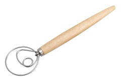 Vispsats, handmixer för bröddeg, köksbakningsverktyg med trähandtag