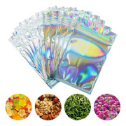 100 Lukttäta Påsar - 3x5 Tum Återförslutningsbara Mylar-påsar Genomskinliga Zip Lock Mat Godis Förvaringspåsar Holografisk Regnbågsfärg