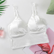 Rörtopp för damer i satin Crop Tops VIT white