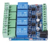 1st 4-kanals relämodulkort STM8S103F3 Mikrokontroller RS485-kommunikation