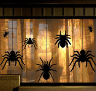 Halloween Dekorationer Fönsterdekaler - 7 Delar Extra Stora Läskiga Svarta Spindel Silhuett Dekaler, Spöklika Spindel Fönsterdekaler för I
