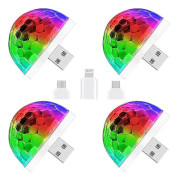 Galaxy USB Discokula Ljus Ljudaktiverad LED Atmosfär Party Light Mini Bärbar för Smarta Telefoner, 4W (4-pack)