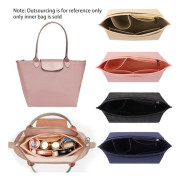 Filtinsatsväska Passar För Longchamp Handväska Foder Väska Filt Tyg Sminkväska Stöd Resa Bärbar Insats Plånbok Organizer Black L