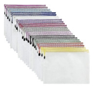 Plastic Wallets - 24 Pcs Plastic Folders Document Wallets A5 Ziplock Bags Plastic Pockets Gift