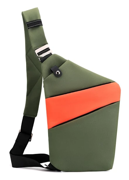 Enkel axelväska crossbody, stöldskyddande åtsittande axelväska bröstväska, presenter till mamma, fru, flickvän, vänster axel, grön orange green orange left shoulder