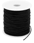 Svart elastisk tråd 1 mm x 100 m för pärltillverkning, smycken och armband