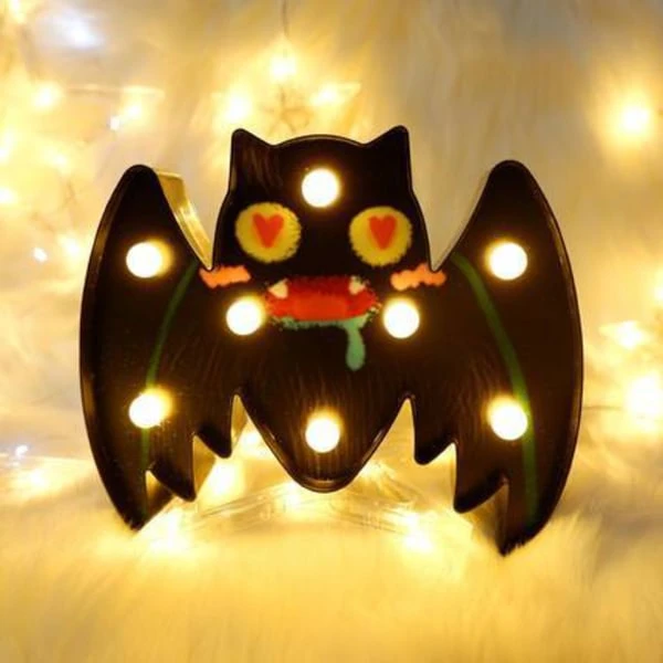 Halloween målade form pumpa spöke spindel fladdermus dekorativa ljus skytte rekvisita nät röd nattlampa (Målad fladdermus 4)