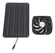 Solcellsdriven 15W 12V Fläkt Kit med 1,5m Kabel för Växthus Hönshus Förråd och Djurhus Dubbel Fläktdesign