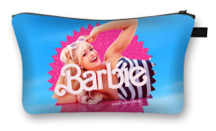 Barbie Prinsessa Kosmetikväska Barbie Tryckt Polyester Clutch Europeisk och Amerikansk Bärbar Stor Kapacitet Förvaringsväska för Kvinnor