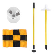 Bärbar 90 cm Golf Flag Pole 2-delad Design Gul Svart Rutnät Inomhus Utomhus Hål Cup Set