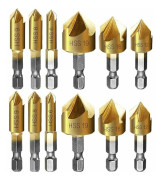 Försänkare Försänkare Metall 12 st Hex Shank Självcenterande Stämpel Fasborr Bits för Försänkning Konisk Försänkning Sänka 6mm 8mm 9mm 12mm 16m