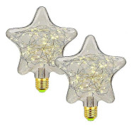 LED E27 Deko Kreativ Ljusslinga Glödlampa 1.5W Varmvit Edison Glödlampa Dekorativ Stjärn & Hjärta Belysning för Jul, Fest, Bröllop