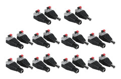 10-pack 12V hane hona DC strömkontakt adapterplugg för TV-kamera svart röd