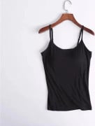 Dam Camisole Toppar Med Inbyggd BH Halsväst Vadderade Slim Fit Linnen Black 5XL