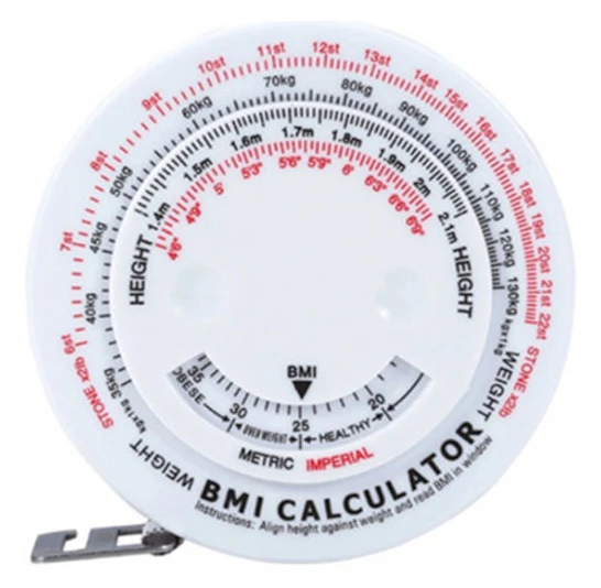 Runt BMI-måttband Automatiskt infällbart midjeband