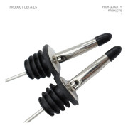Stainless Steel Wine Pourer, Wine Spout with Rubber Dust Cover for Wine, Olive Oil, Coffee Syrup, Vinegar Bottles, etc., 2-Pack
