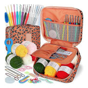 Virka Kit för Nybörjare, 58-delad Bärbar Virkningsuppsättning Ergonomiska Virkningsnålar Resa (FMY) Photo Color