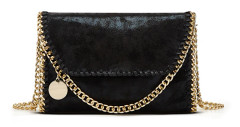 Svart enkel avslappnad damväska i PU-läder Black and gold chain