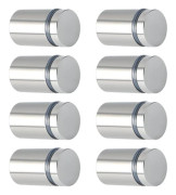 Förpackning med 8 reklamsskruvar, reklamdistanser i rostfritt stål för skyltar och anslagstavlor, 19 mm diameter x 25 mm längd, borstad, EQS5019-8P