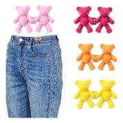 4 st midjeknappar, söta björnar utan sömmar, justerbar midja, metallknappar för kvinnor, kjol, byxor, jeans (b-4 st)