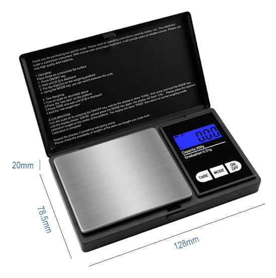 Bärbar Mini Pocket Digital Smyckesvåg med Bakgrundsbelyst LCD-skärm, 500 till 0,01 Gram Skala, Guld Smyckesvåg Matvåg