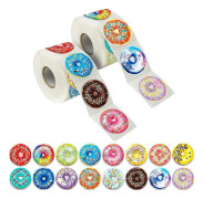 2 Stycken 1000 Donuts Klistermärken Festdekoration Belöning Lärare Uppmuntran Motivation Stort Paket 16 Designer med Perforerad Tråd varje 3,8cm i diameter