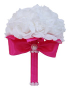 Bröllopsbukett med falska blommor för brud med pärlor Charmig stilfull bröllopsbukett för alla hjärtans dag Rose Red