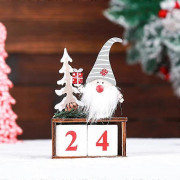 Gnome Jul Trä Nedräkning Adventskalender Klossar - Jul Bordskalendrar med Skandinavisk Jultomte Design för Jul H GRAY